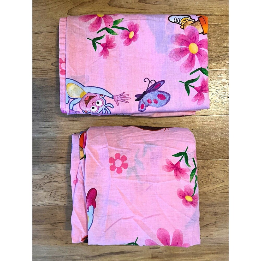 Nickelodeon Dora the Explorer Twin Sheet Pink Floral Boots Kids Bedroom